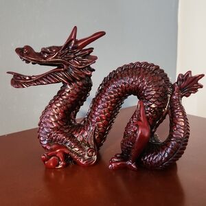 Elegant Red Dragon Sculpture